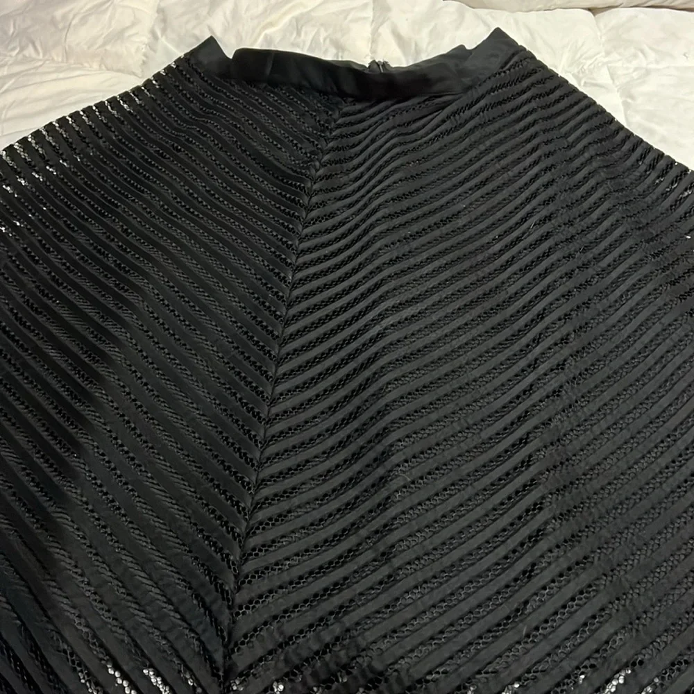 Long Tea Length Black Skirt Fully Lined lace and Ribbon over skirt NWOT - Picture 2 of 12